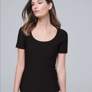 WHBM Ribbed Sweater Black Short Sleeve EUC Sz S